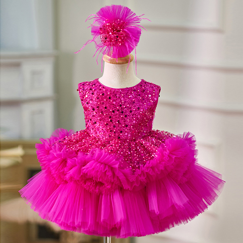 Mädchen Pailletten Prinzessinnenkleid