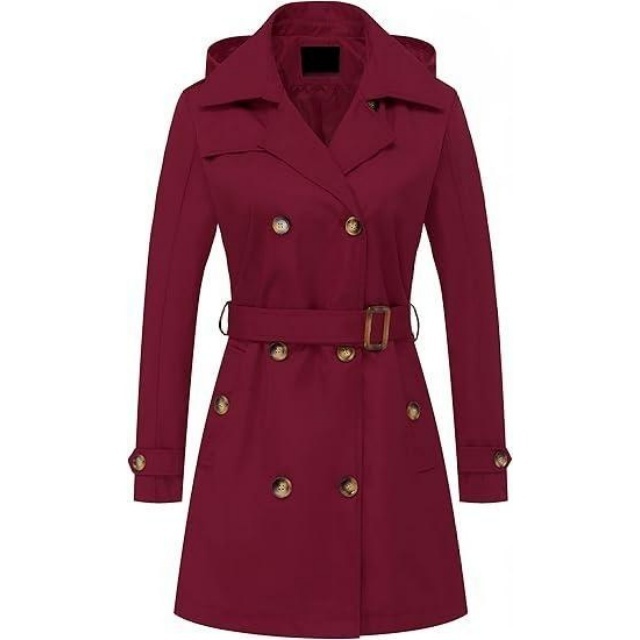 Eleganter Wasserdichter Trenchcoat mit Kapuze 2