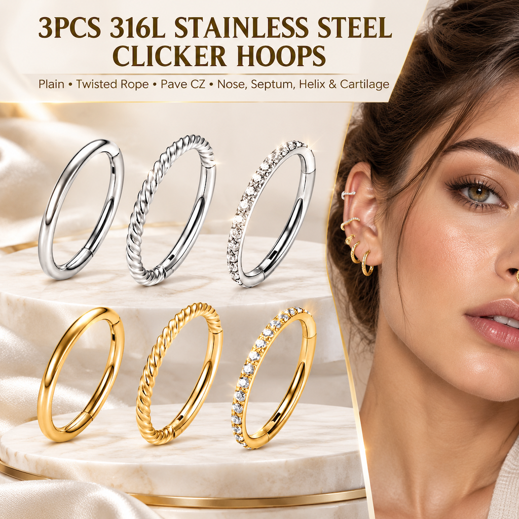 Dreiteiliges Piercing-Set aus Edelstahl