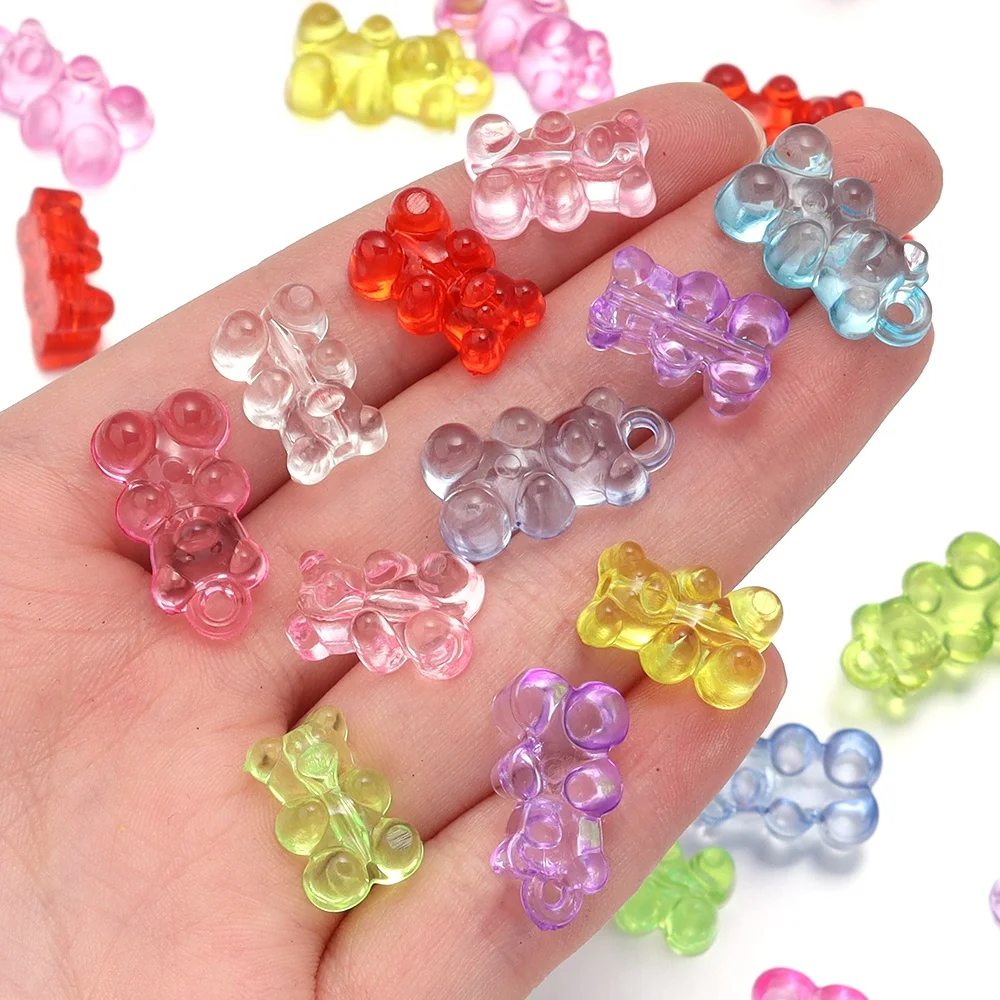Bunte Acrylperlen mit Bärenmotiv 2