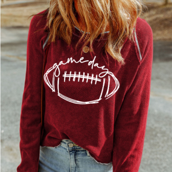 Rote Rugby-Thermo-Strickoberteil im Match-Day-Look
