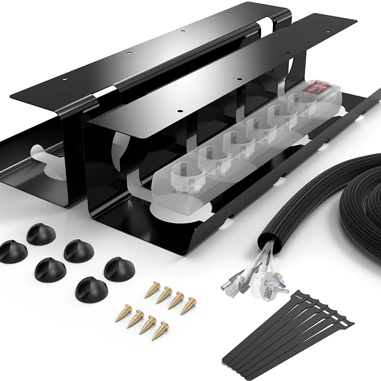 Schwarzer Kabelhalter-Rack aus Metall 2