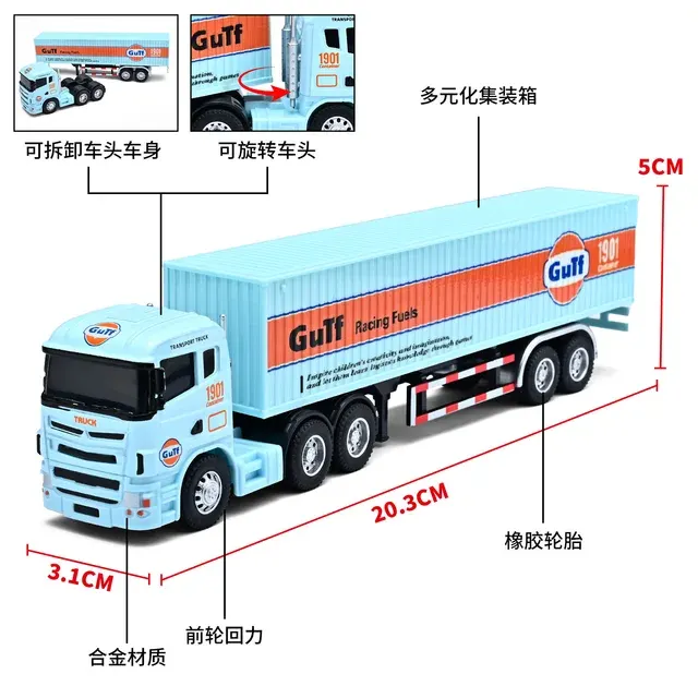 Metall-LKW-Modell mit Anhänger, 1:64 3