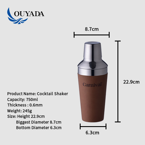 Luxus Cocktail-Shaker 750ml Lederhülle 2