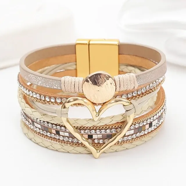 Herz-Kristall-Lederarmband 1