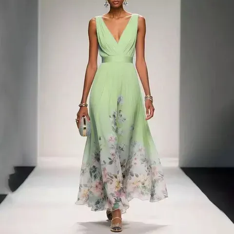 V-Ausschnitt-Abendkleid