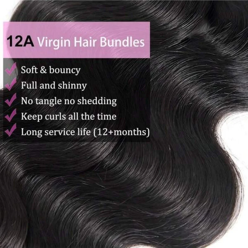 Body Wave Echthaar-Bündel 42 Zoll Naturschwarz 3