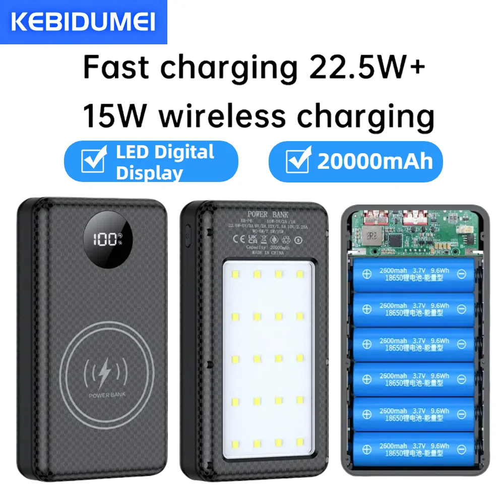 Kabelloses Powerbank-Gehäuse, 6 Zellen 18650