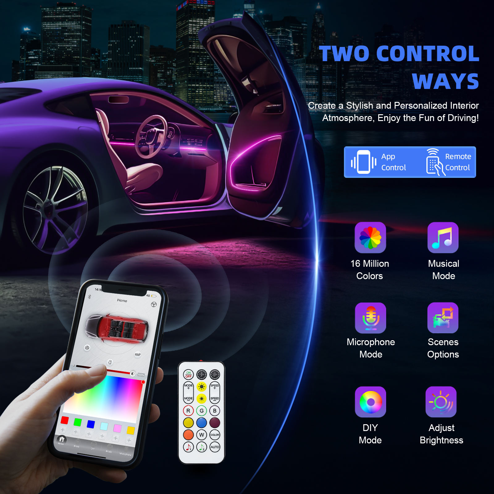 Acryl-LED-Neonstreifen für Autoinnenraum 2
