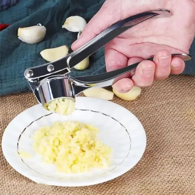 Rutschfeste Edelstahl-Knoblauchpresse mit Clip 3