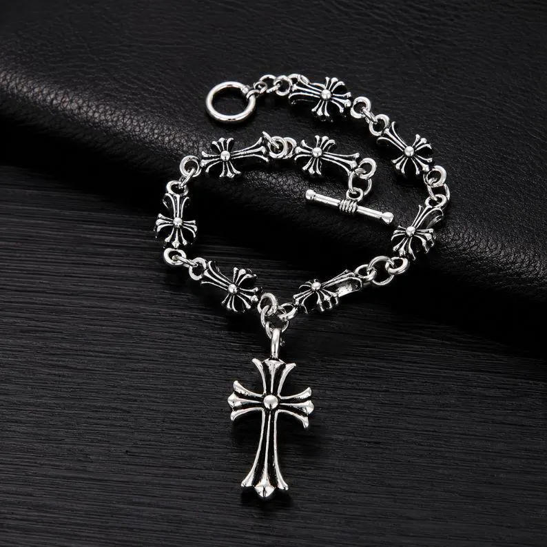 Unisex Punk Kreuz Armband aus Metall 3