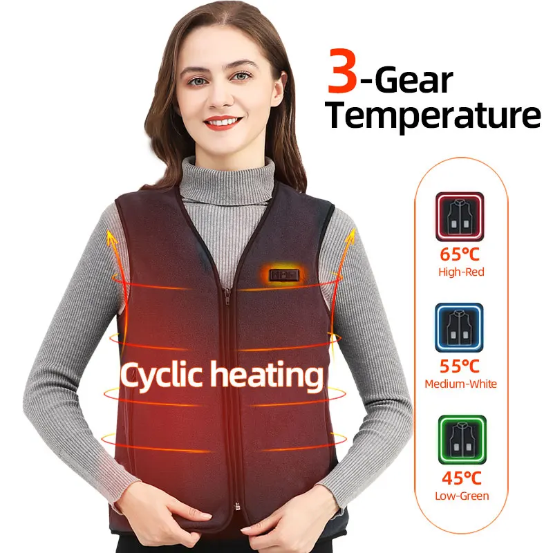 Wiederaufladbare Fleece-Heizweste mit USB-Akku 4