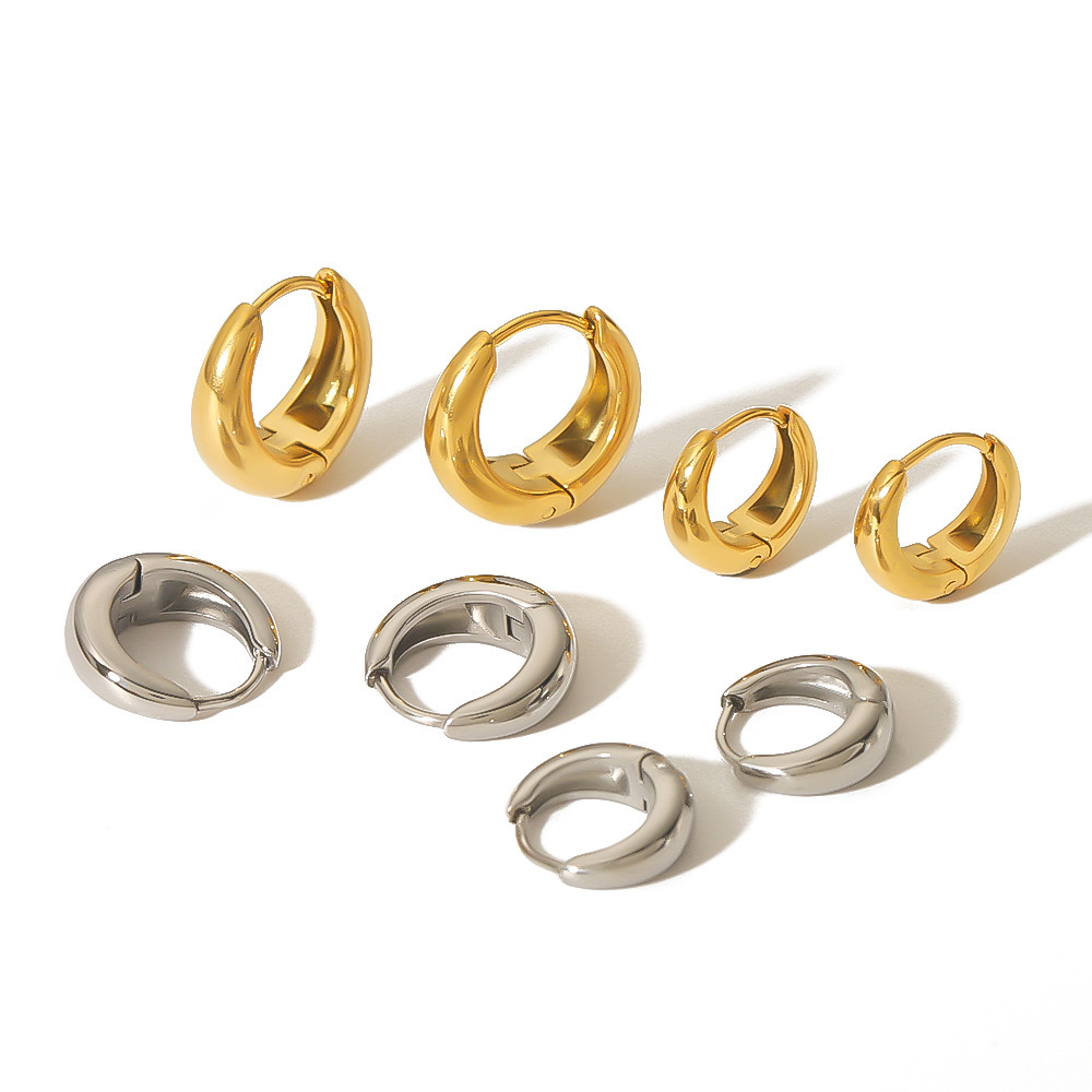 Edelstahl U-Form Creolen Silber Gold 3