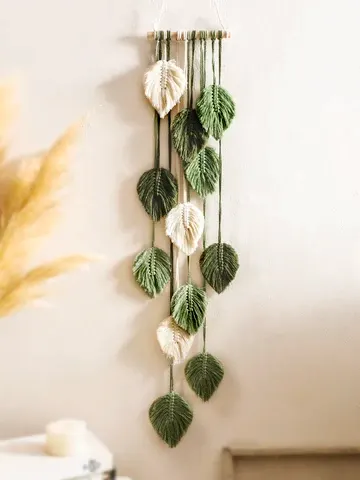 Makramee-Blatt-Wandbehang