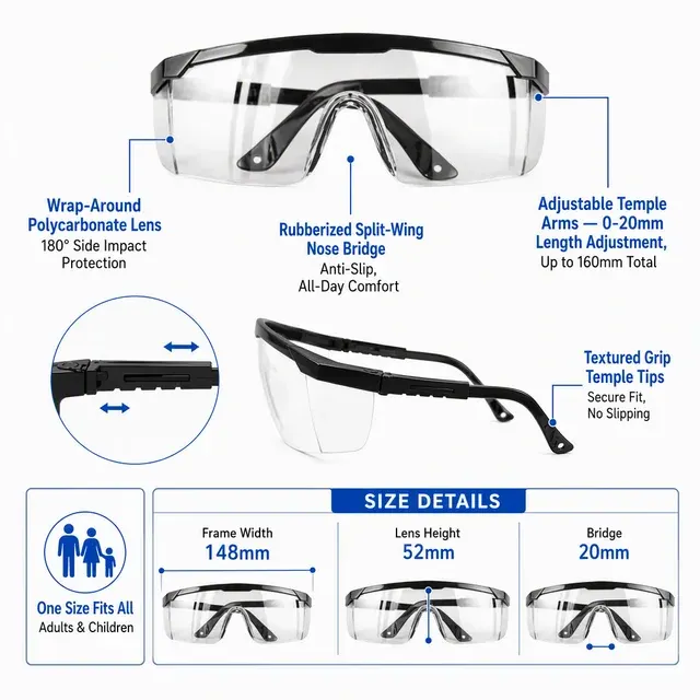Polycarbonat Schutzbrille mit transparenten Gläsern 2