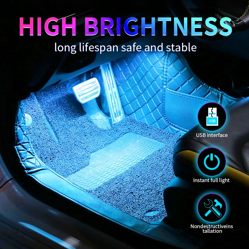 RGB-LED-Fußraumbeleuchtung für Autos, App-Steuerung 2