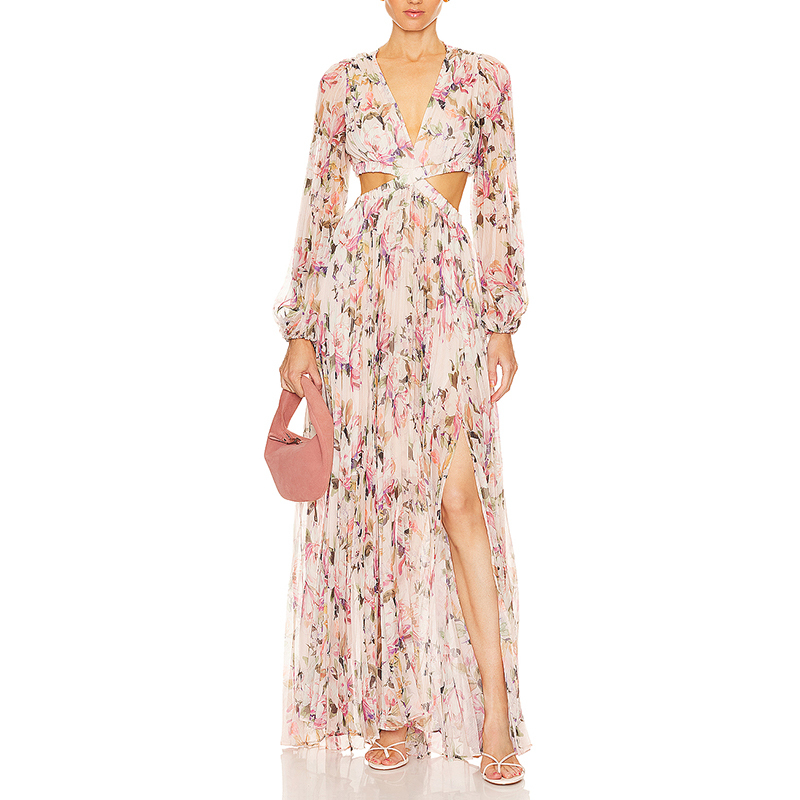 Ärmelloses Chiffon-Maxikleid mit Blumenmuster 2