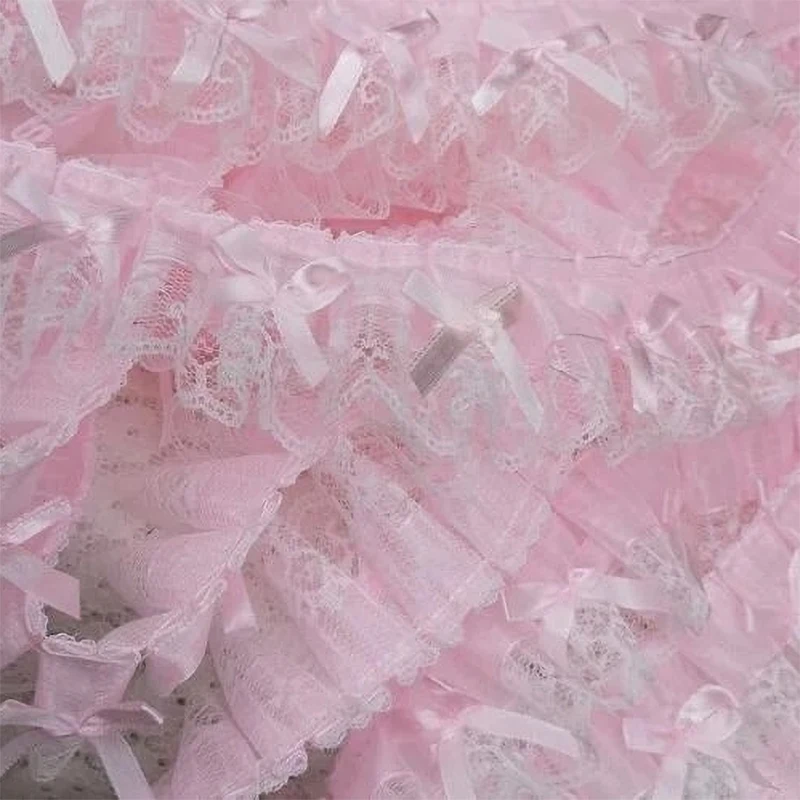Rosa Rüschen-Spitzenbesatz mit Schleife 3
