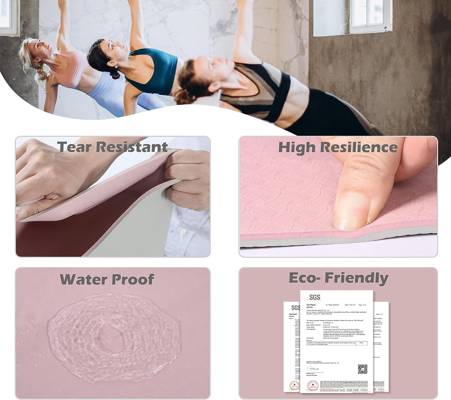 Rutschfeste Yogamatte aus Naturkautschuk, 6 mm 3