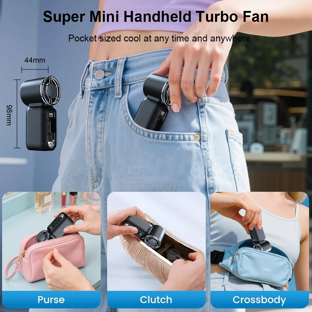 Mini-Handventilator mit Digitalanzeige und USB 4