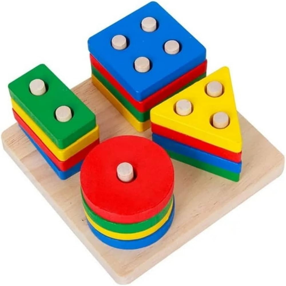 Geometrische Holz-Formsteckspiel-Stapelspielzeuge