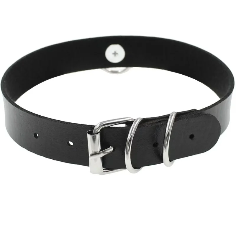 Punk-Lederhalsband mit Zugring 3