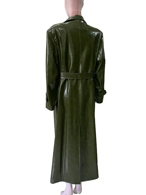 Damen-Lederimitat-Trenchcoat 2