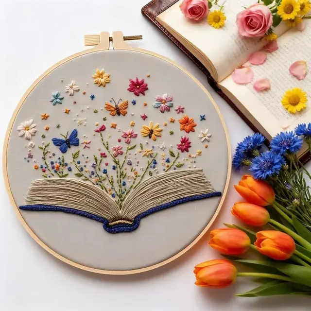Blumen-Stickset mit Buch 2