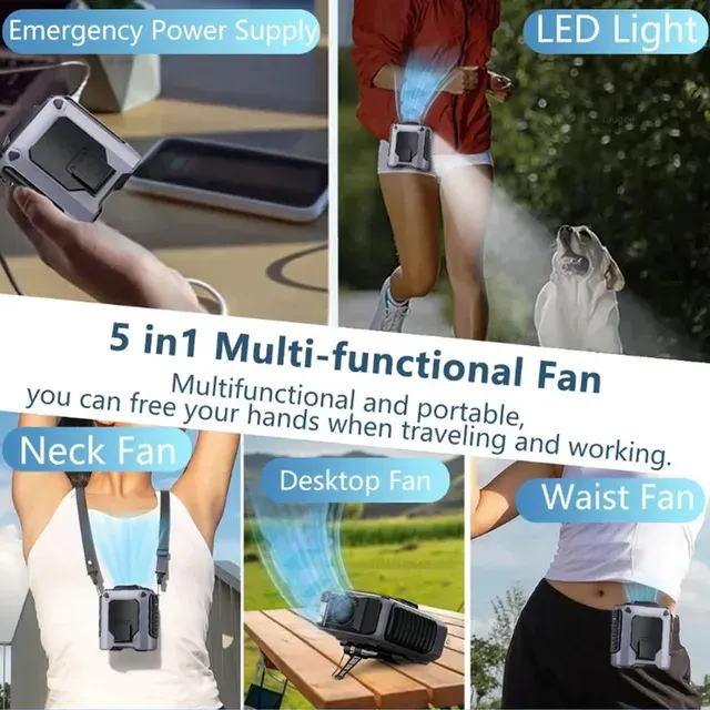 Wiederaufladbarer Taillen-Mini-Ventilator mit Powerbank 2