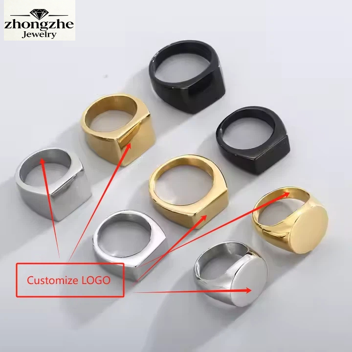 Herren Siegelring Edelstahl 18K Gold wasserdicht