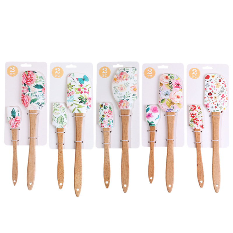 2-teiliges Gummispatel-Set mit Holzgriff