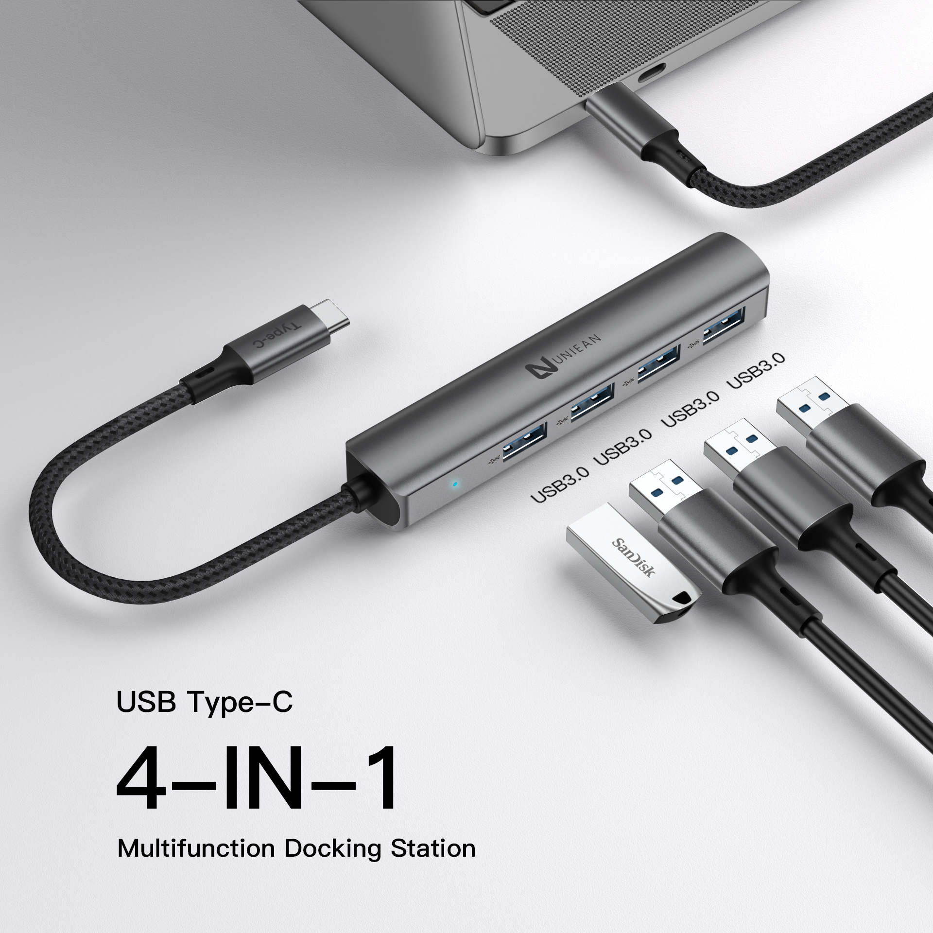 USB-C-Hub 4-in-1 mit Dockingstation 3