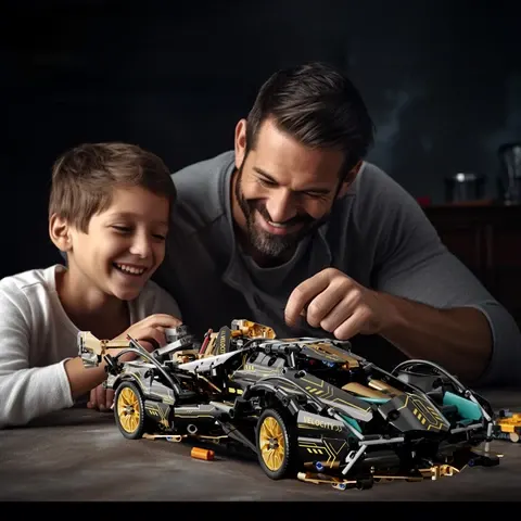 Schwarz-Gold Supercar Bausteinmodell 1280 Teile