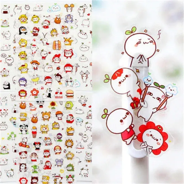 Wasserfeste Transparente Kawaii-Aufkleber, 6er-Set 2