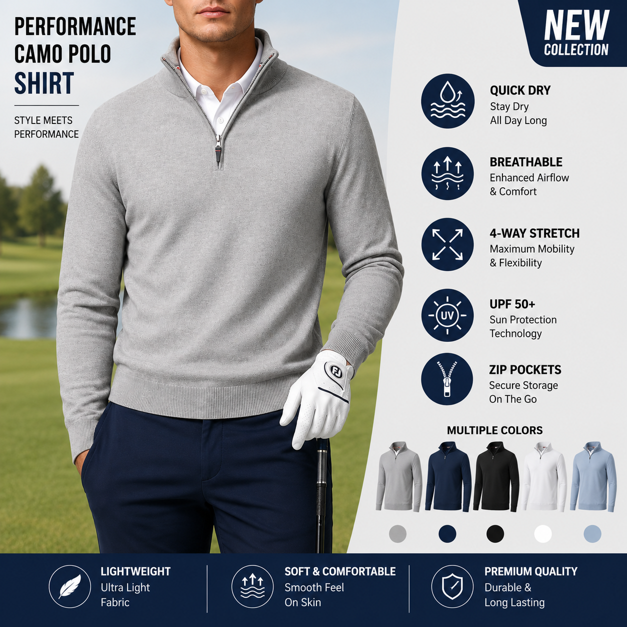 Herren Quarter-Zip Sweatshirt mit Stickerei 3