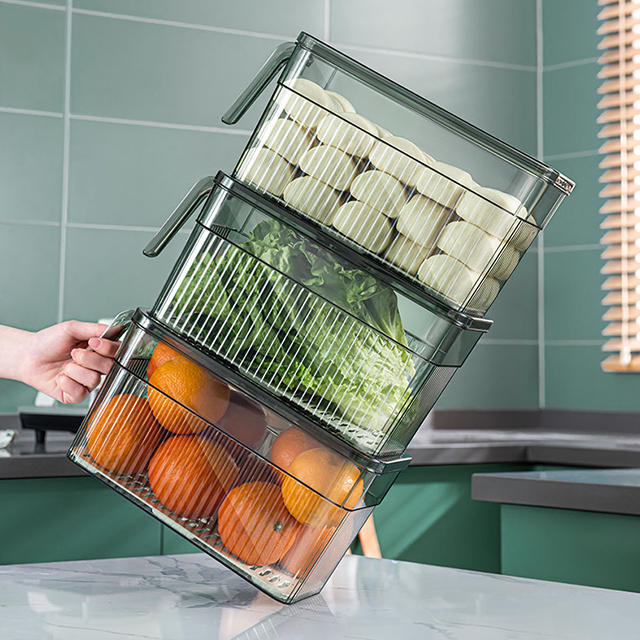 Stapelbare Kühlschrank Organizerbox mit Deckel 4