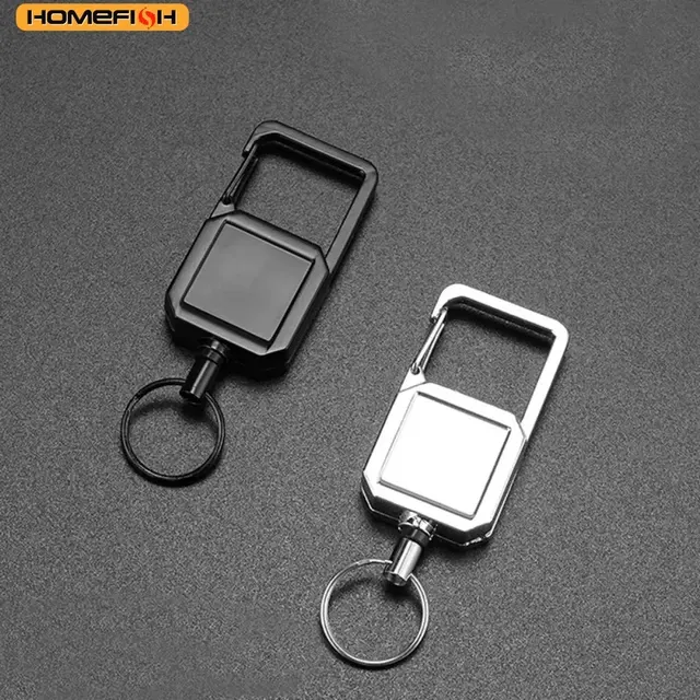 Einziehbarer Stahlseil-Schlüsselanhänger mit Karabiner 2