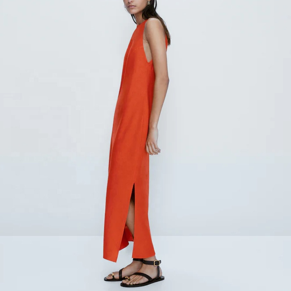 Ärmelloses Leinenkleid für Damen Sommer 2