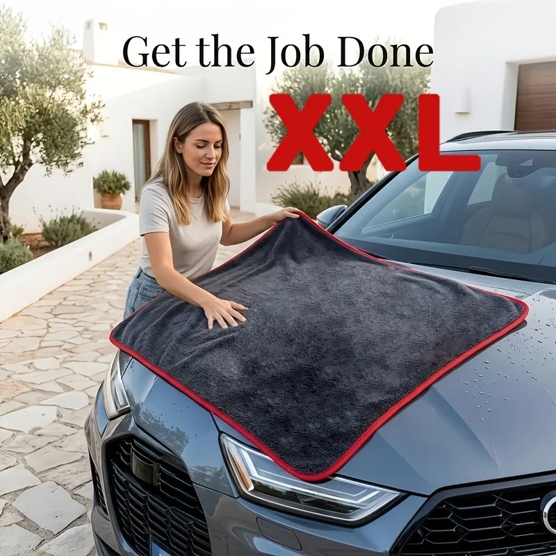Graues Plüsch-Trockentuch XXL für Autos 2