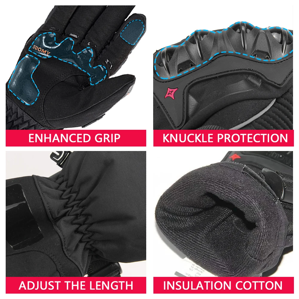 Winddichte Winter-Motorradhandschuhe mit Touchscreen 4