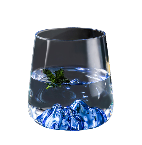 Handgeblasenes Kristall-Whiskyglas mit Farbboden