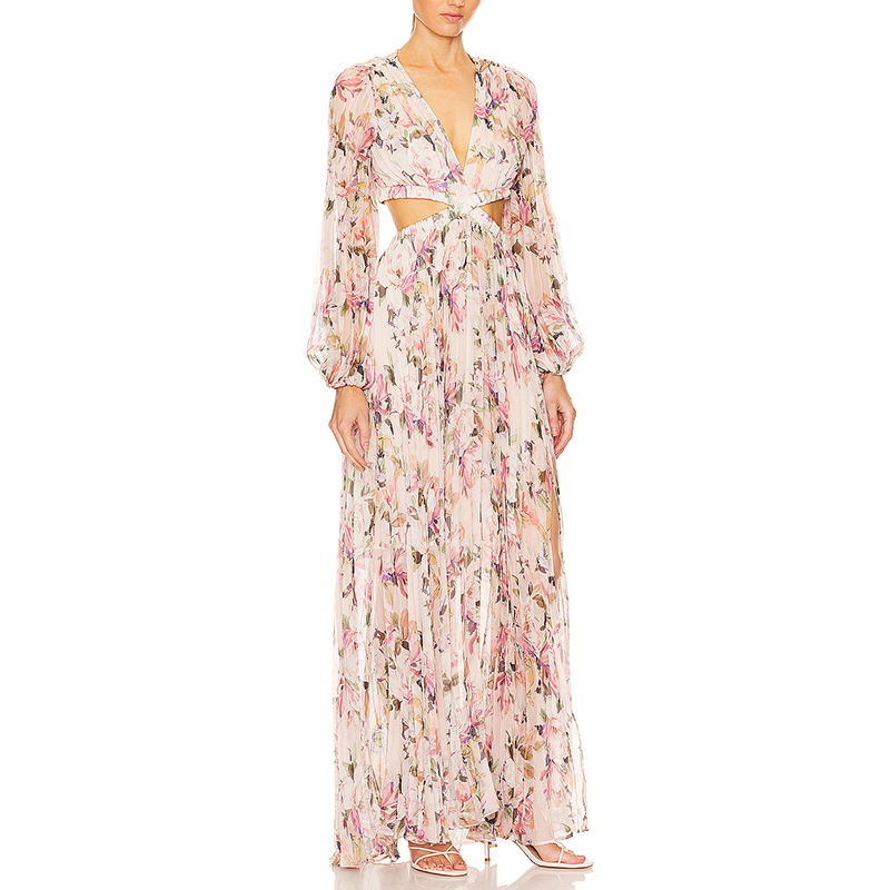 Ärmelloses Chiffon-Maxikleid mit Blumenmuster 3
