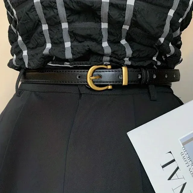 Vintage-PU-Ledergürtel mit ovaler Schnalle 2
