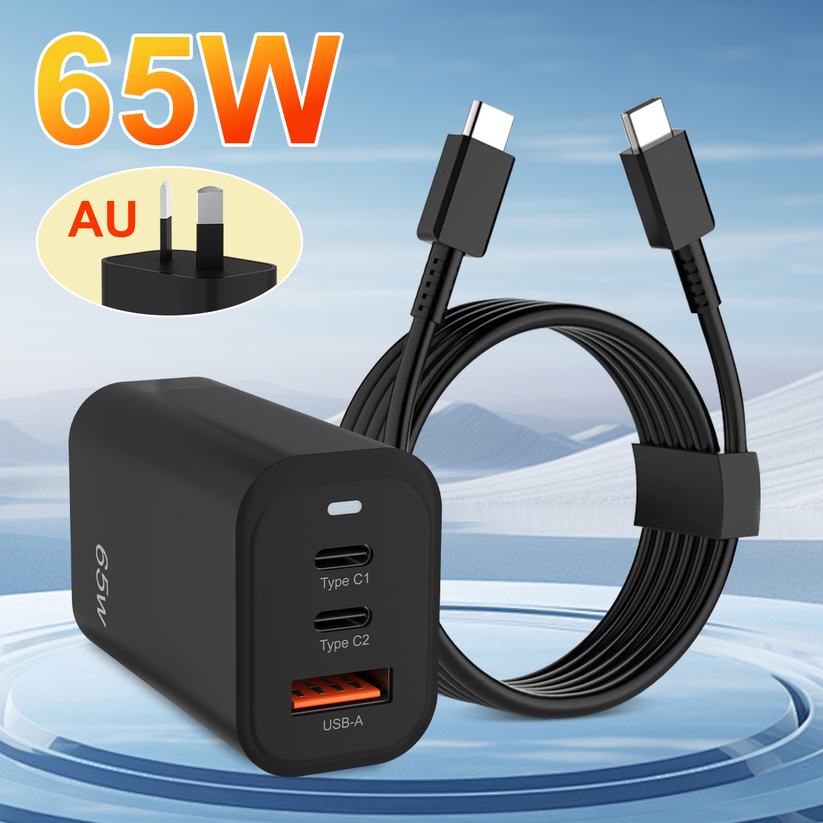 Flaches 65W GaN USB-C Ladegerät 3