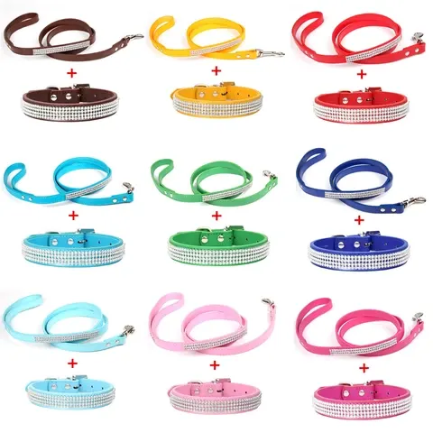 Strass-Hundehalsband mit Leine