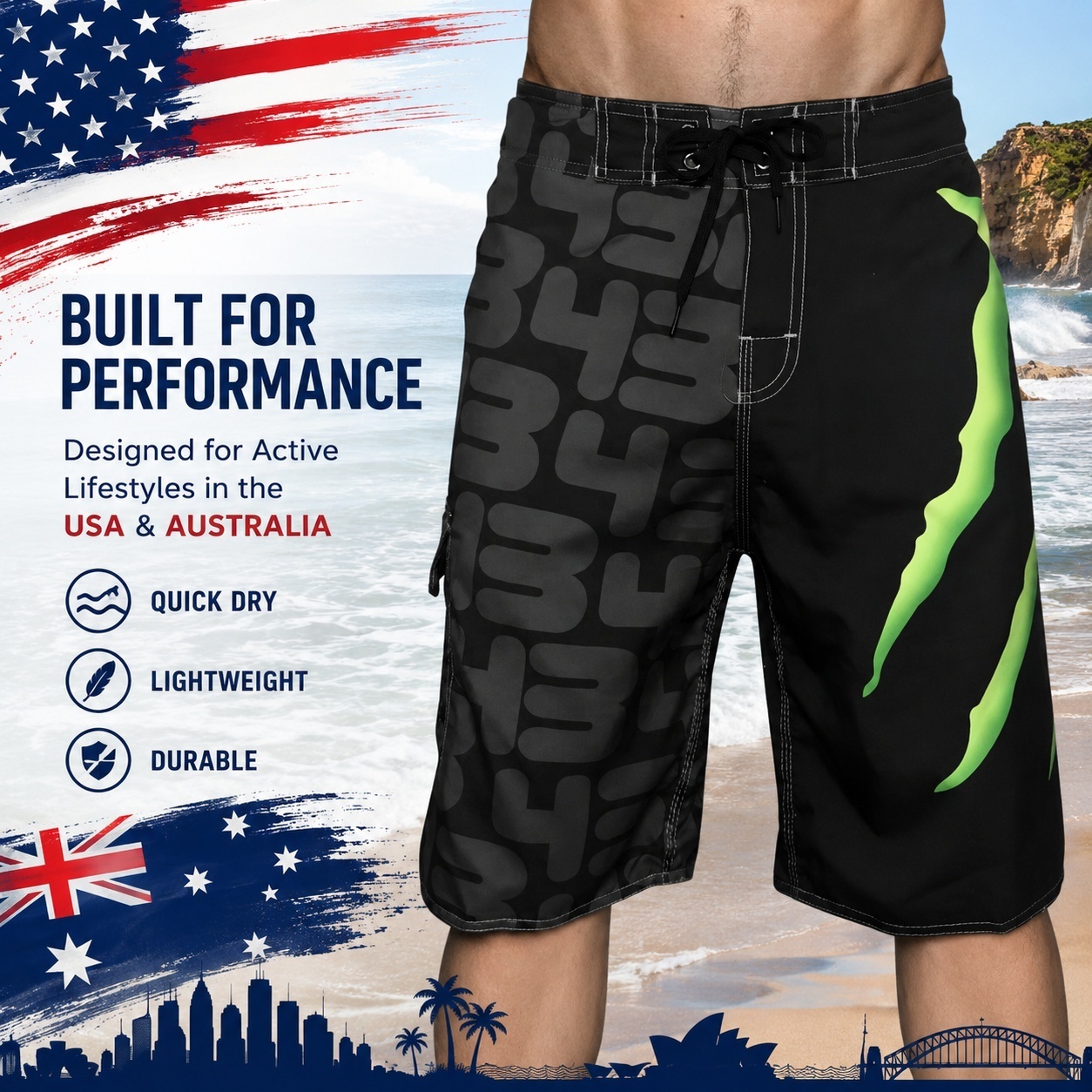 Bedruckte Badeshorts Boardshorts für Herren