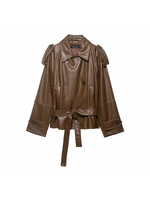 Kunstleder-Jacke mit Gürtel 2