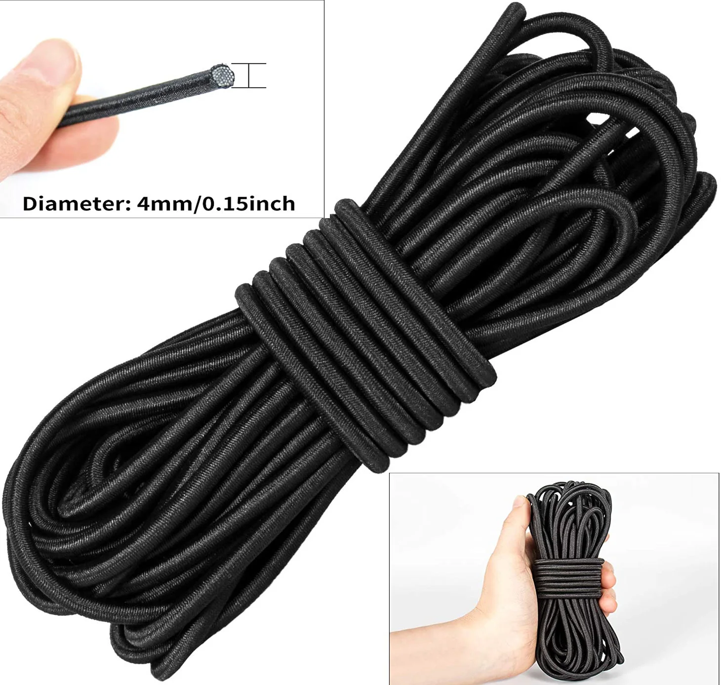 Elastisches Rundgummi-Seil Weiß Schwarz 2