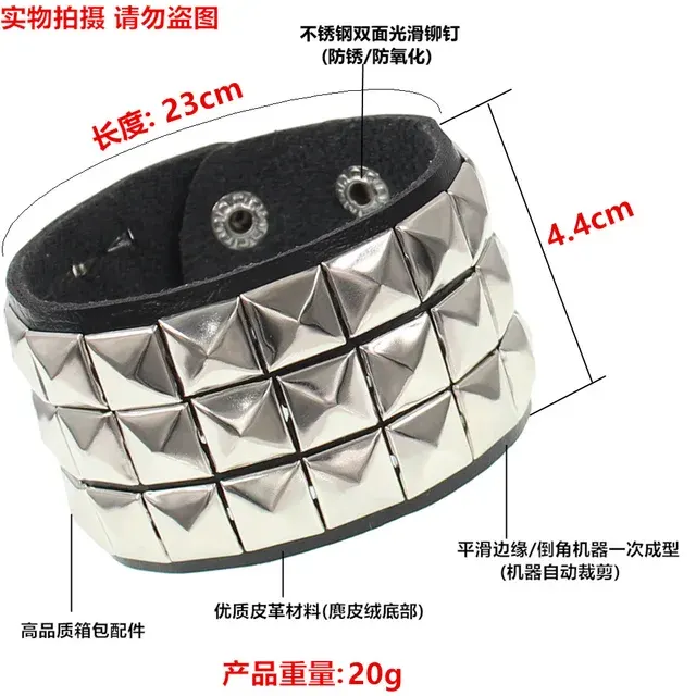 Punk-Vintage-Lederarmbänder mit Nietenbesatz 3