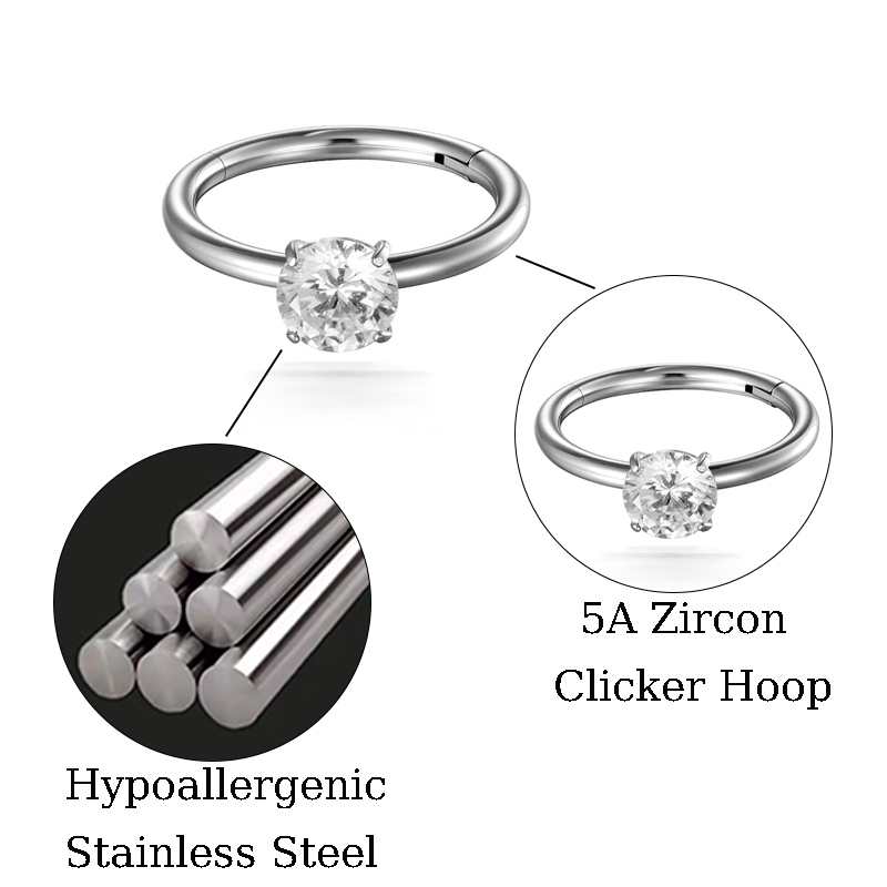Edelstahl-Tragus-Ohrstecker mit Zirkonia 2